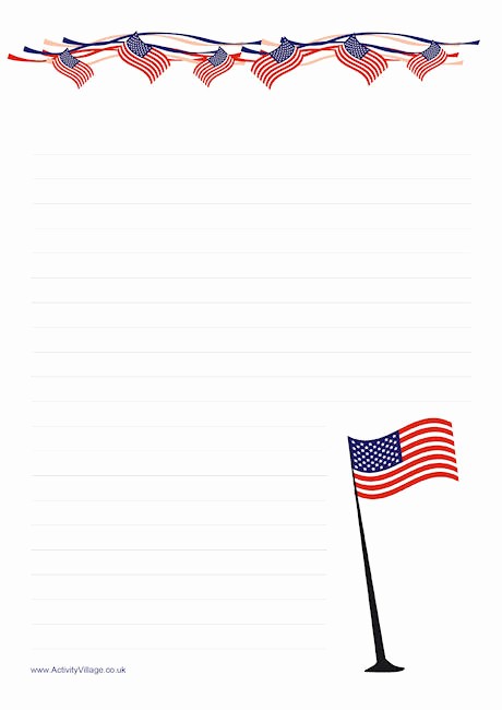 American Flag Border for Word Luxury Stars and Stripes Writing Paper