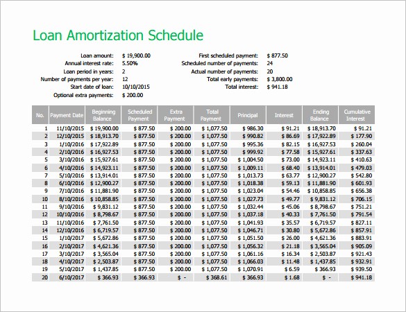 daily amortization schedule excel