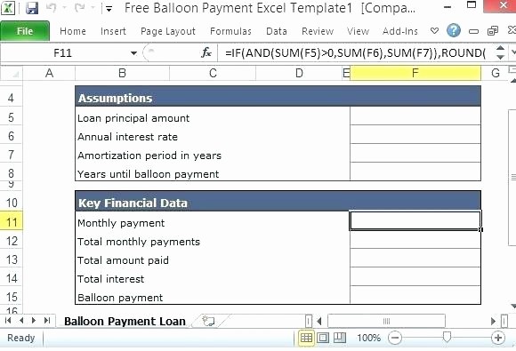 Amortization with Balloon Payment Calculator Unique Excel Loan Template – Modclothing