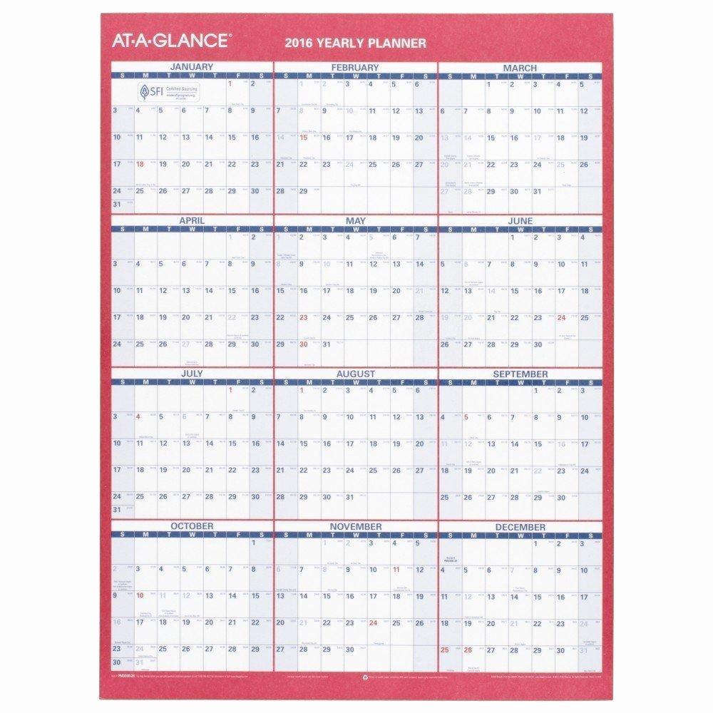 Annual Calendar at A Glance Best Of Amazon at A Glance Yearly Wall Calendar 2016