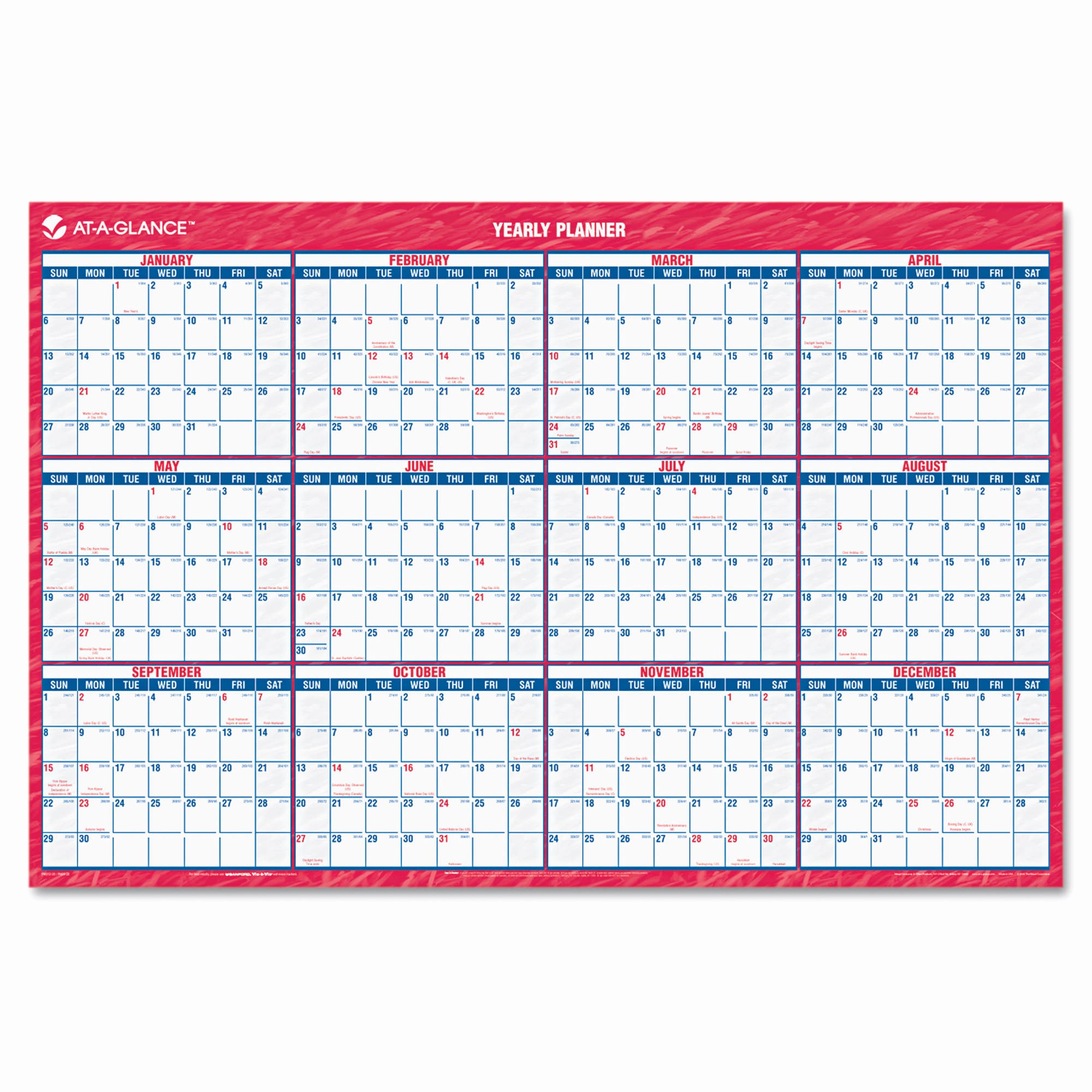 Annual Calendar at A Glance Inspirational at A Glance Erasable 48&quot; X 32&quot; Yearly Wall Calendar Bj S