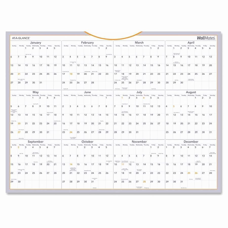 Annual Calendar at A Glance Luxury at A Glance Dry Erase Yearly Wall Calendar White