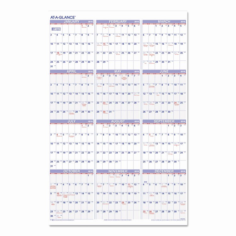 Annual Calendar at A Glance New at A Glance Yearly Wall Calendar 24 X 36 2017 Pm1228