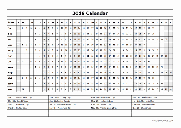 Annual Calendar at A Glance New Calendar Template Year at A Glance Graphy Calendar at