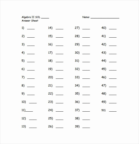 Answer Sheet Template Microsoft Word Awesome Answer Sheet Template