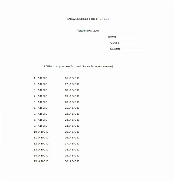 Answer Sheet Template Microsoft Word Best Of 11 Answer Sheet Templates Pdf Doc