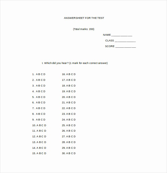 46 Answer Sheet Template Microsoft Word 