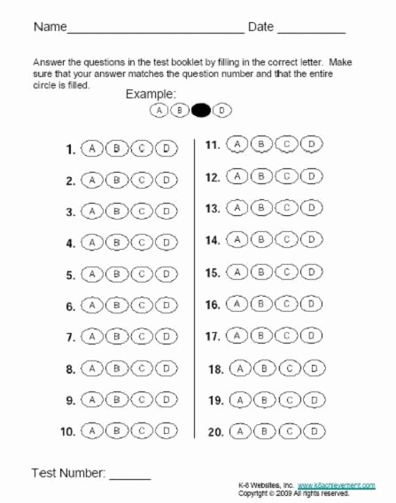 Answer Sheet Template Microsoft Word Best Of Bubble Answer Sheet Template