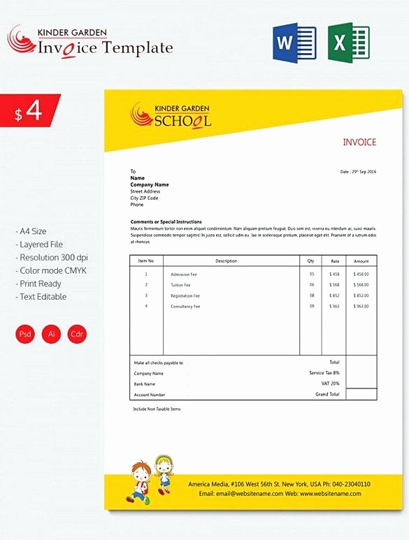 Apa format Open Office Template Awesome Kindergarten School Invoice Templates Downloadable