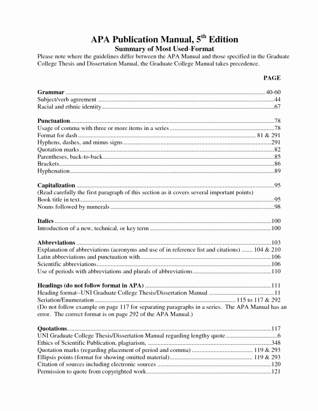 Apa format Paper 6th Edition Lovely Table Contents Apa Style Research Paper