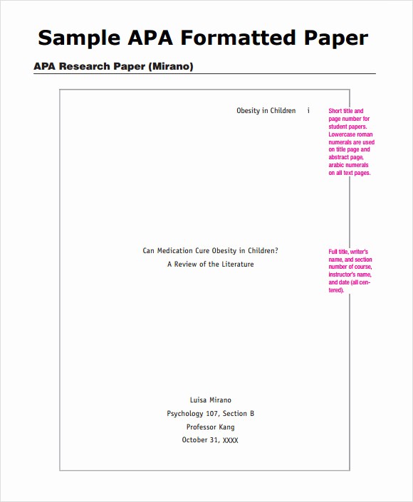 Apa format Sample Paper Doc Fresh 9 Sample Apa Outline Templates