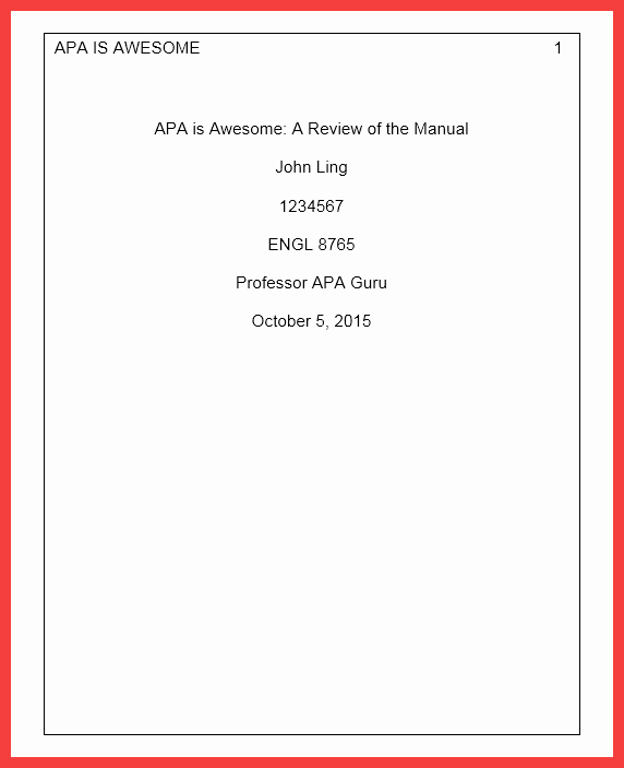 Apa Style Cover Page 2016 New Cover Page Apa format 2016