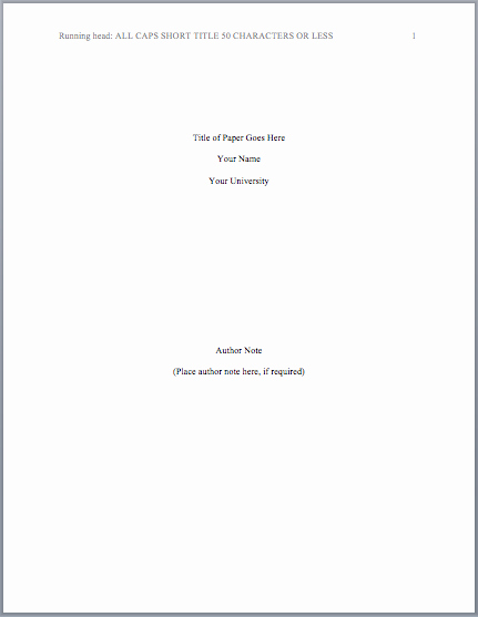 Apa Style Title Page Template New Apa format Title Page