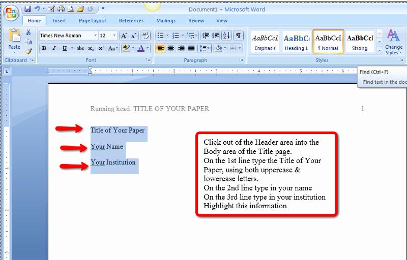 Apa Title Page In Word New Apa Style and format