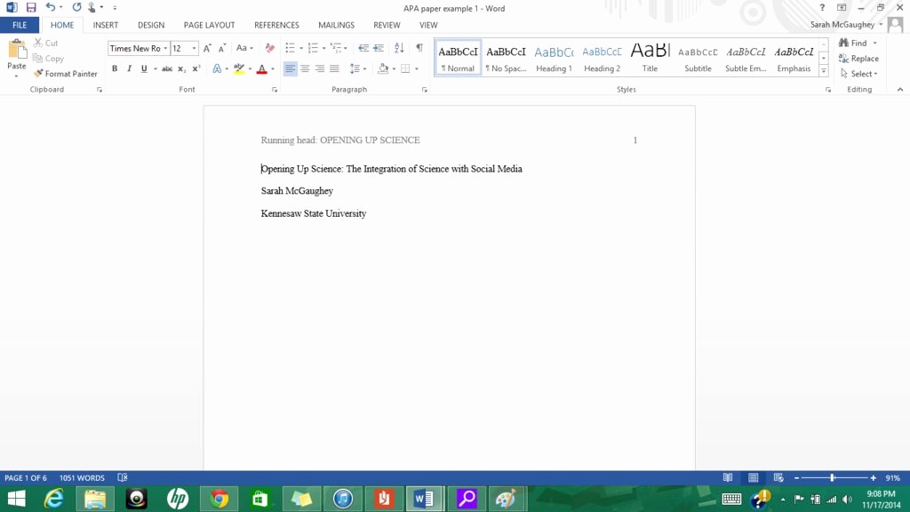 Apa Title Page In Word New formatting Apa Style In Microsoft Word 2013 9 Steps