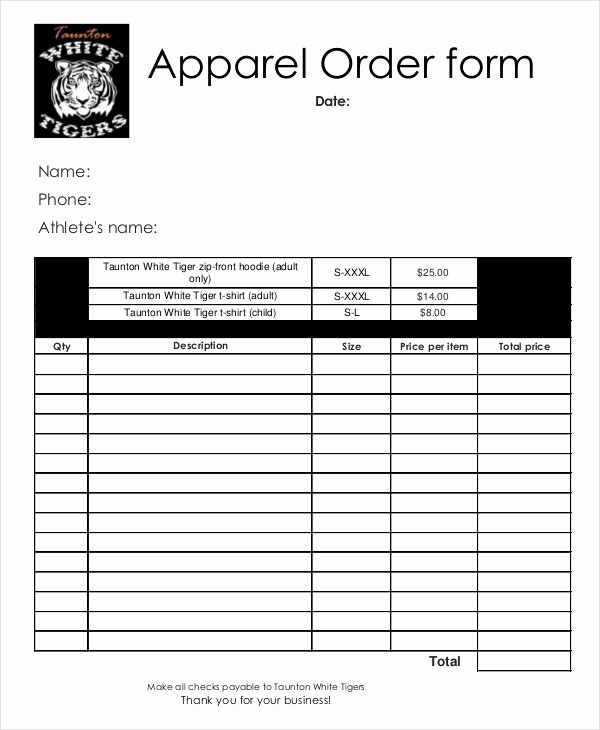 Apparel order form Template Excel Elegant 12 Apparel order forms Free Sample Example format