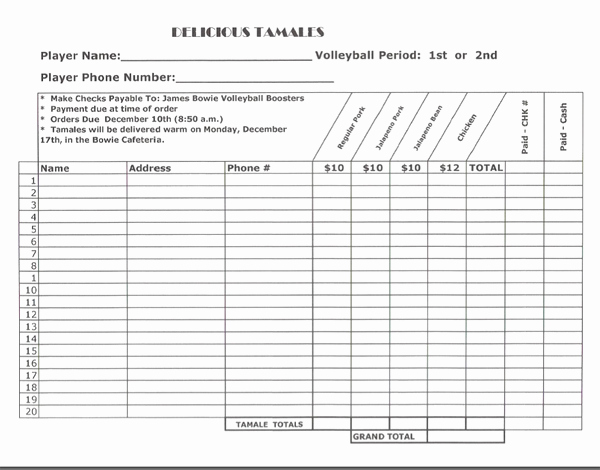 Apparel order form Template Excel Inspirational Tamale order form Image T Shirt order form Template Excel