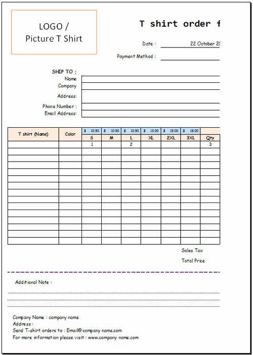 Apparel order form Template Excel Luxury T Shirt order form Template Excel