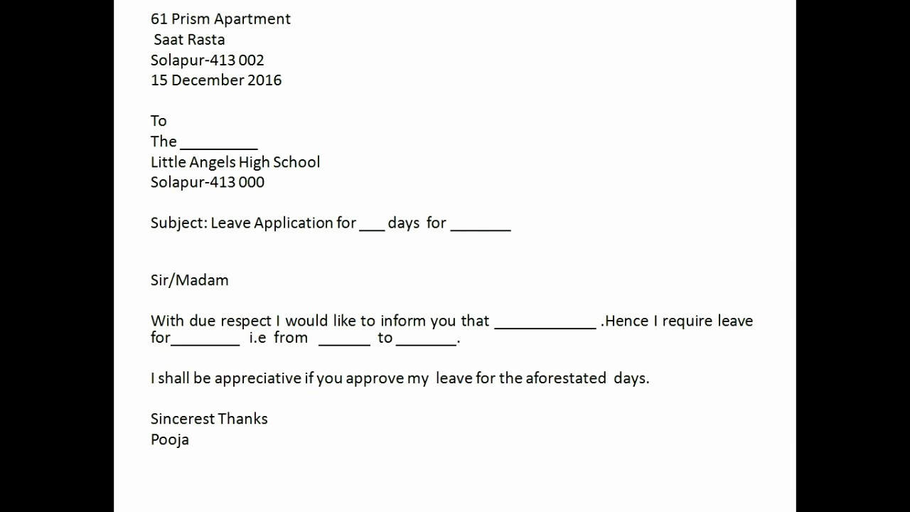 Application for Absent In School Beautiful Leave Application Youtube Bunch Ideas Application