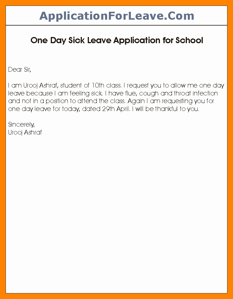 Application for Absent In School Elegant Sick Letter for School Design Templates