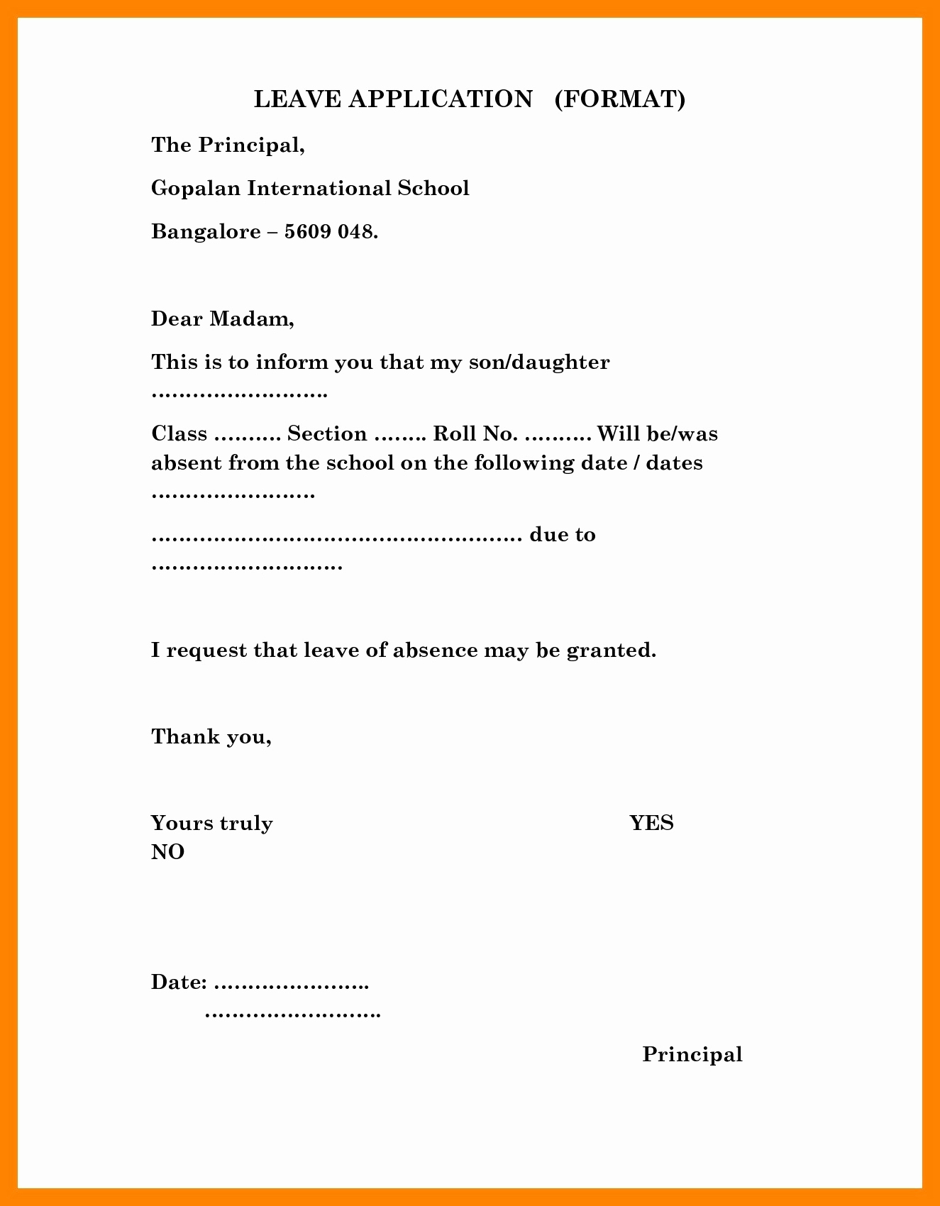Application for Absent In School Luxury 10 Application for Leave Of Absence From School