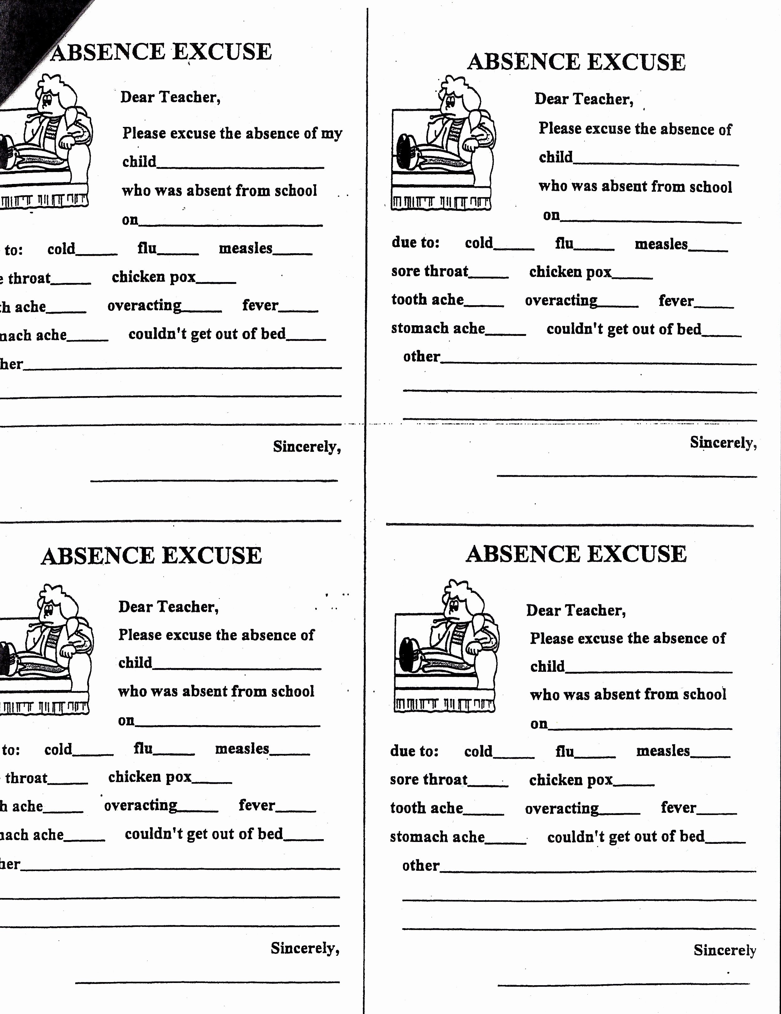 Application for Absent In School New School Absence Excuse Letter Sample Homelightingcowarning