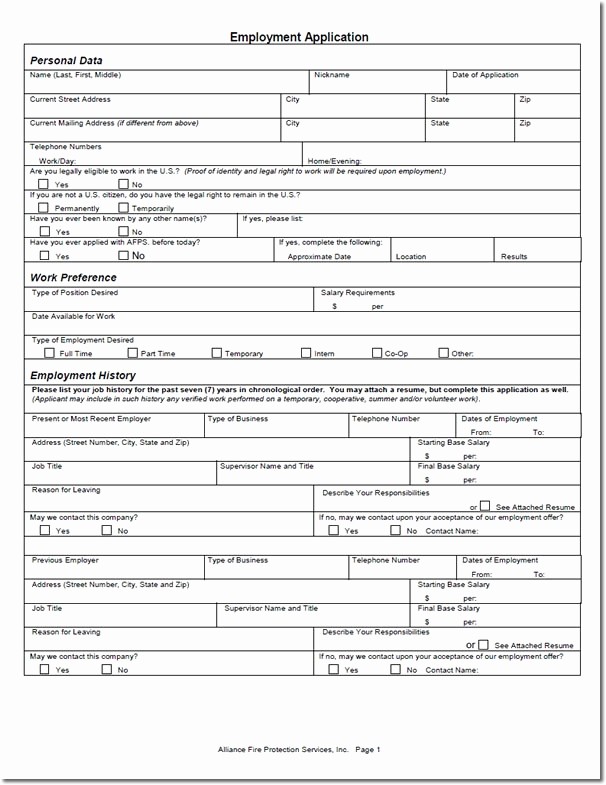 Application for Employment form Free Beautiful Job Application form Template