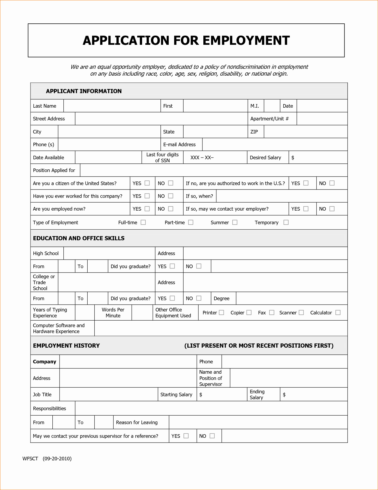 Application for Employment form Free Fresh 10 Generic Job Application Pdfagenda Template Sample