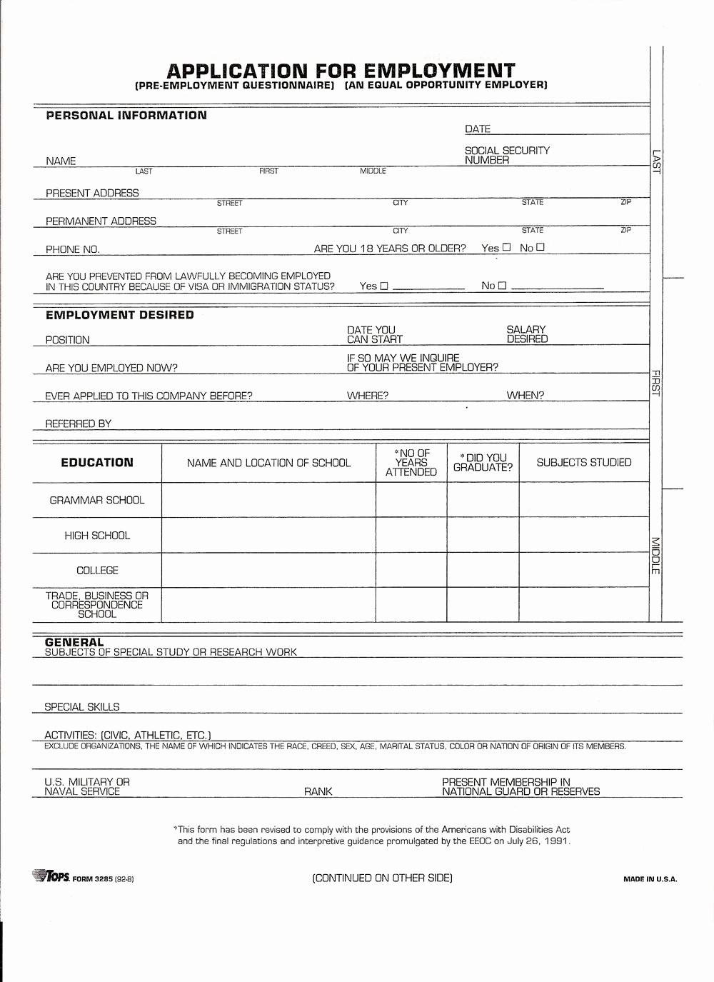 Application for Employment form Free New Best S Of Standard Job Application Printable form