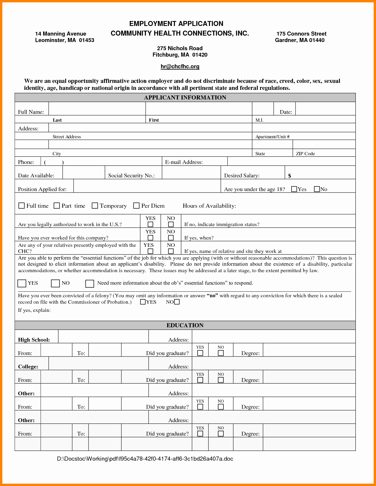 Application for Employment form Free Unique 15 Job Application Template Free