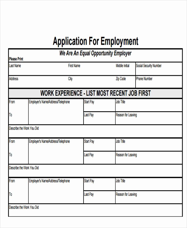 Application for Employment form Pdf Inspirational 49 Job Application form Templates