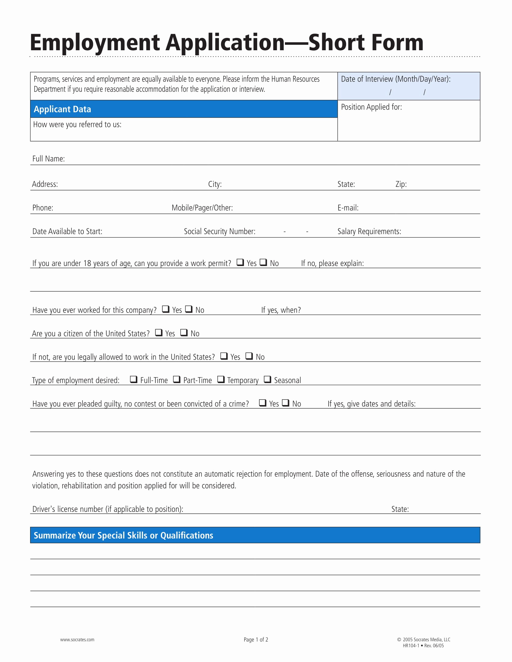 Application for Employment form Pdf Lovely 14 Employment Application form Examples Pdf