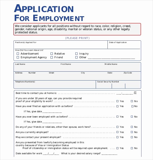 Application for Employment form Pdf Lovely 21 Employment Application Templates Pdf Doc