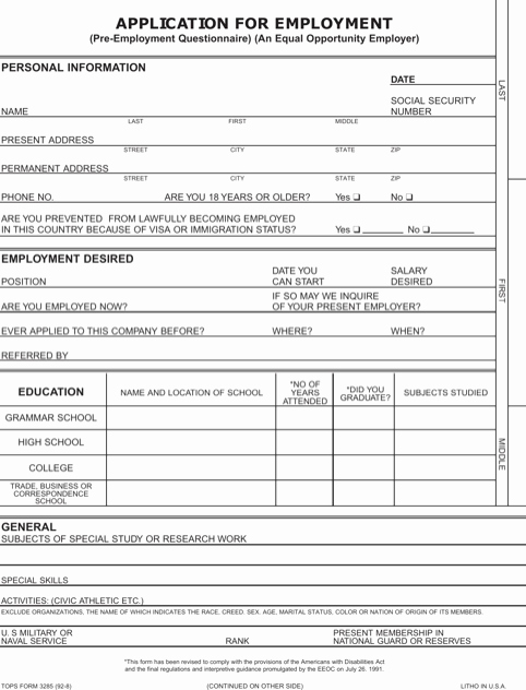 Application for Employment form Pdf Lovely Download Blank Job Application for Free formtemplate