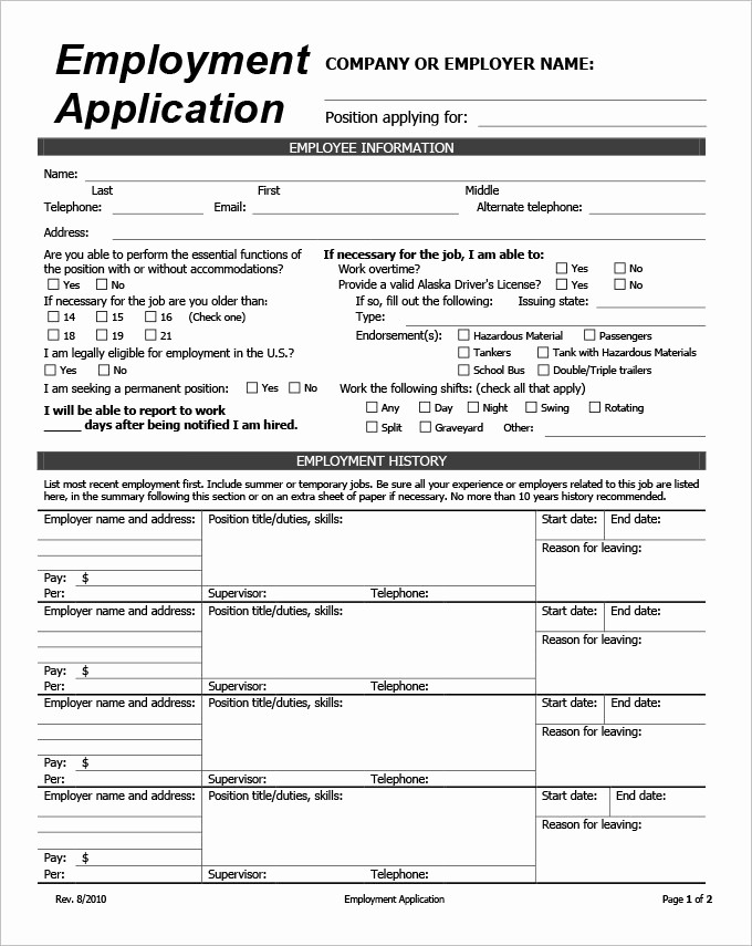 Application for Employment form Pdf New 13 Sample Hr Application forms &amp; Templates Pdf Doc