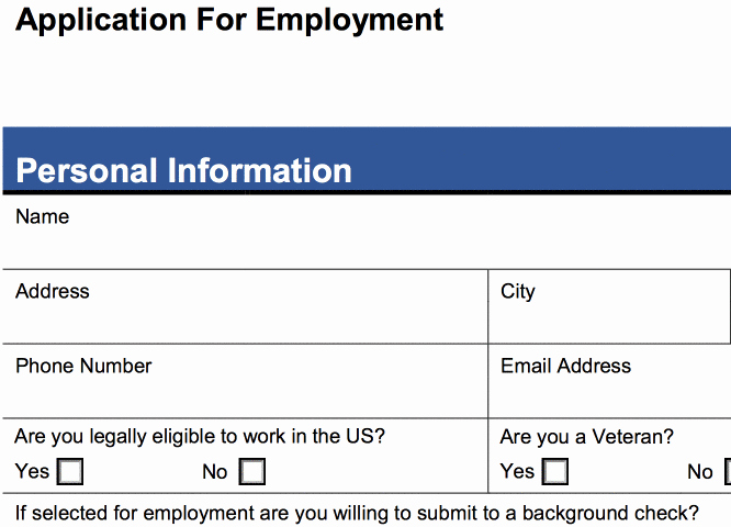 Application for Employment form Pdf Unique 4 Customizable Employee Job Application forms Pdf Word