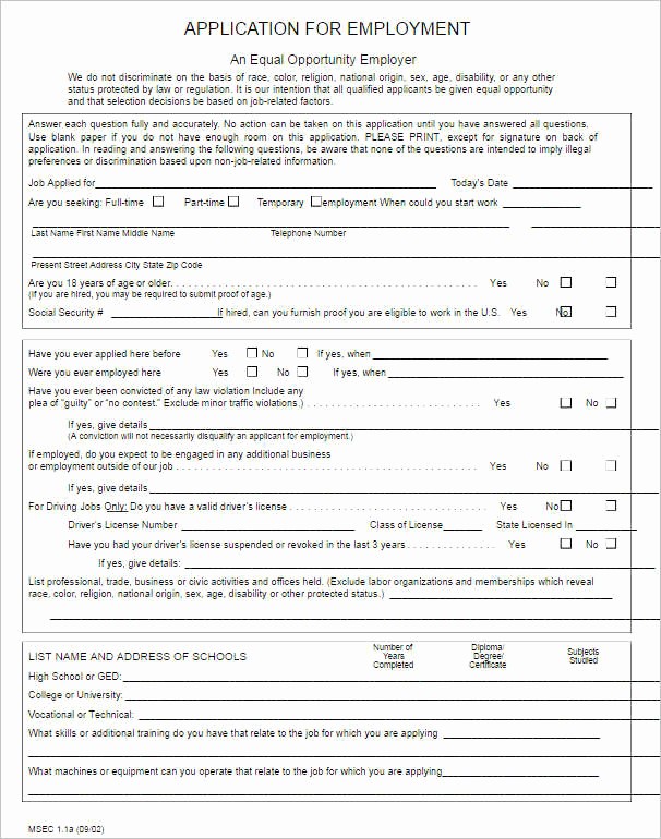 Application for Employment Free Template Best Of 22 Employment Application form Template Free Word Pdf