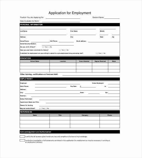 Application for Employment Free Template Fresh Application Templates – 20 Free Word Excel Pdf