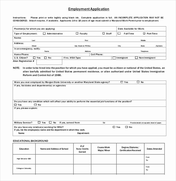 Application for Employment Free Template Inspirational 21 Employment Application Templates Pdf Doc