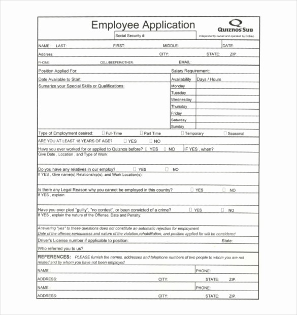 Application for Employment Free Template Lovely 10 Restaurant Application Templates – Free Sample