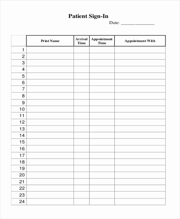 Appointment Sign In Sheet Template Awesome Patient Sign In Sheet Templates