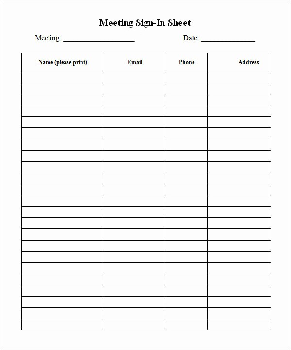 Appointment Sign In Sheet Template Elegant 34 Sample Sign In Sheet Templates – Pdf Word Apple