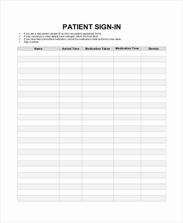 Appointment Sign In Sheet Template Unique Patient Sign In Sheet Templates