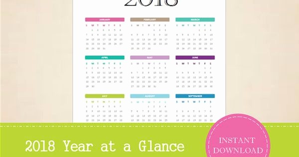 At A Glance 2018 Calendar Fresh 2018 Year at A Glance Full Year Calendar by