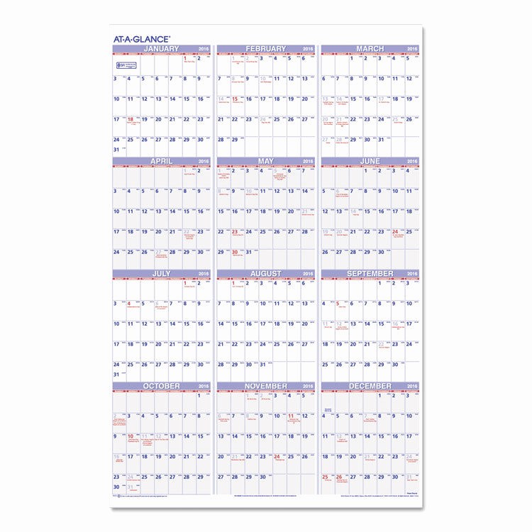 At A Glance 2018 Calendar Fresh at A Glance Yearly Wall Calendar 24 X 36 2018 Pm1228