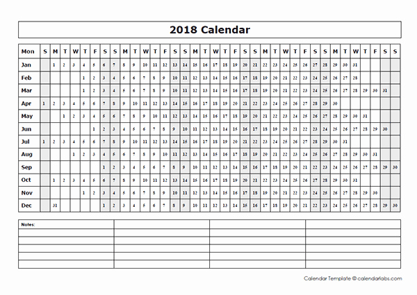 At A Glance 2018 Calendar Inspirational 2018 Blank Year at A Glance Calendar Free Printable