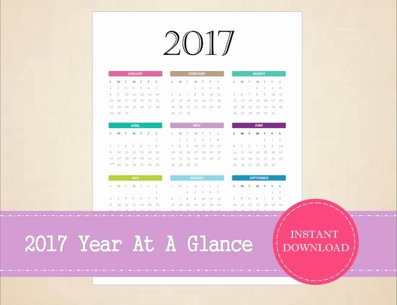 At A Glance Yearly Calendars Awesome 2017 Year at A Glance Full Year Calendar 2017 Calendar