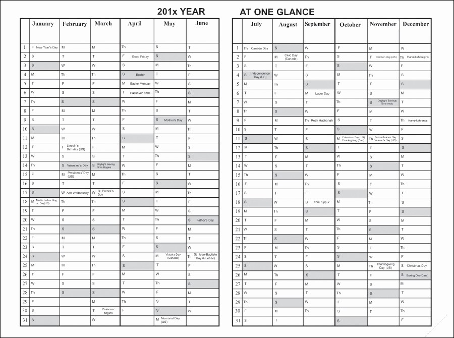 At A Glance Yearly Calendars Luxury Month at A Glance Calendar Printable