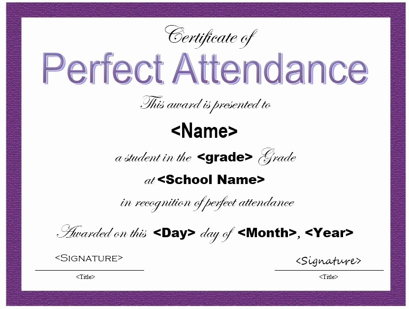 Attendance Certificate format for Employees Best Of 13 Free Sample Perfect attendance Certificate Templates