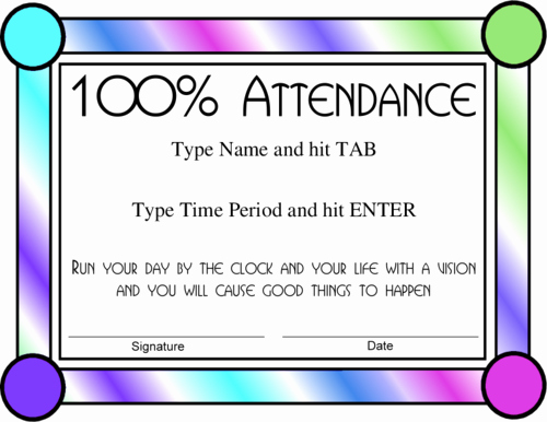 Attendance Certificate format for Employees Lovely Best S Of Employee Perfect attendance Certificates